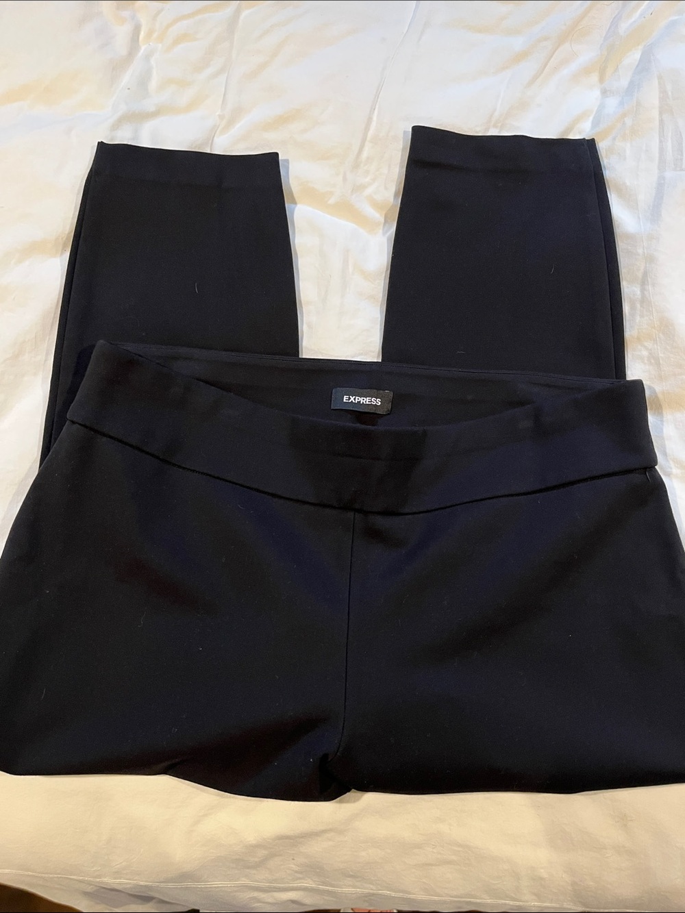 Express Columnist Cropped Black Ponte Leggings with Flat Waistband XL